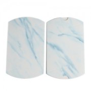 Emballage berlingot en carton motif marbré pour bijoux 16.5x10x3cm Blanc - Bleu x1