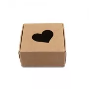 Boîte cadeau en carton à monter soi-même avec coeur évidé 5.5x5.5x2.5 cm Kraft x1