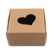 Boîte cadeau en carton à monter soi-même avec coeur évidé 7.5x7.5x3 cm - Kraft x1|raw }}