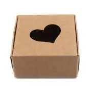 Boîte cadeau en carton à monter soi-même avec coeur évidé 7.5x7.5x3 cm - Kraft x1