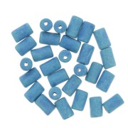 Perles tubes style Heishi en céramique 5x8 mm - Bleu mat x10
