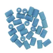 Perles tubes style Heishi en céramique 5x8 mm - Bleu mat x10