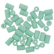 Perles tubes style Heishi en céramique 5x8 mm - Vert turquoise mat x10
