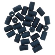 Perles tubes style Heishi en céramique 5x8 mm - Bleu canard mat x10