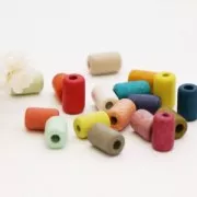 Perles tubes style Heishi en céramique 5x8 mm - Bleu canard mat x10