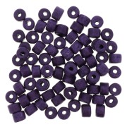 Perles tubes style Heishi en céramique 5x4 mm - Violet mat x20