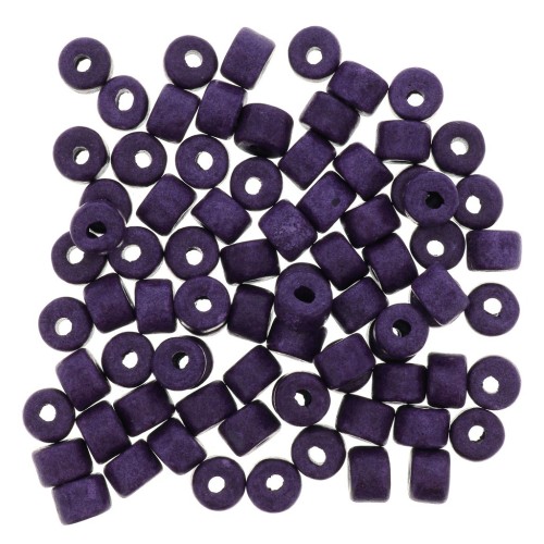Perles tubes style Heishi en céramique 5x4 mm - Violet mat x20