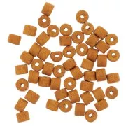 Perles tubes style Heishi en céramique 5x4 mm - Moutarde x20