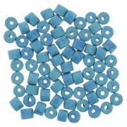 Perles tubes style Heishi en céramique 5x4 mm - Bleu mat x20