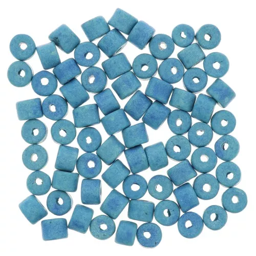 Perles tubes style Heishi en céramique 5x4 mm - Bleu mat x20