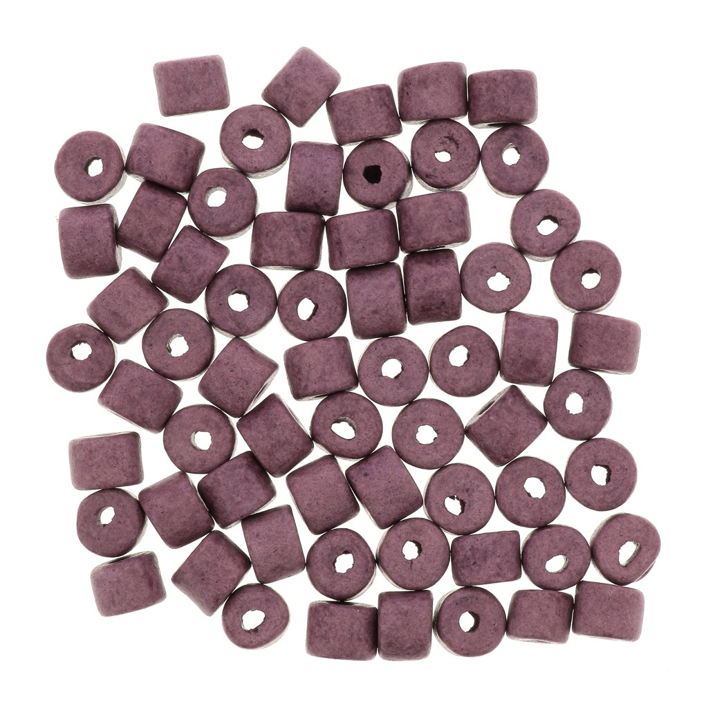 50 Perles Céramique Tubes 20mm – Noir, Marron, Mauve – Fait Main Pour Création Bijoux