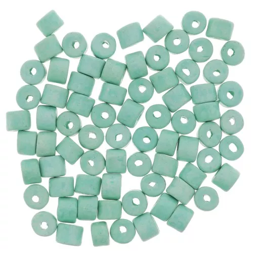 Perles tubes style Heishi en céramique 5x4 mm - Vert turquoise mat x20