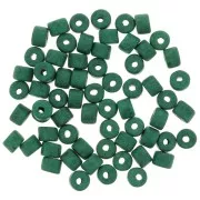 Perles tubes style Heishi en céramique 5x4 mm - Vert sapin mat x20