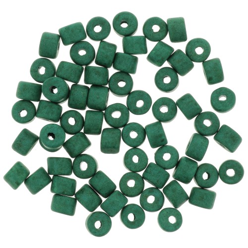 Perles tubes style Heishi en céramique 5x4 mm - Vert sapin mat x20