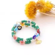 Perles tubes style Heishi en céramique 5x4 mm - Vert sapin mat x20