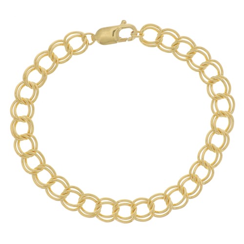 Bracelet maille Rombo double 6.8 mm en  Gold filled (or laminé)  x18 cm
