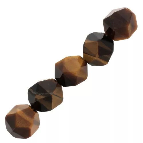 Perles hexagonales 8 mm pierre gemme - Oeil de Tigre x10