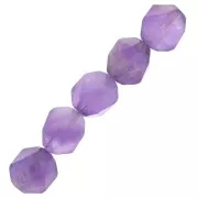 Perles hexagonales 8 mm pierre gemme - Amethyste x10