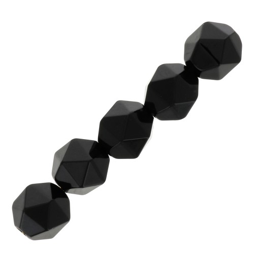 Perles hexagonales 8 mm pierre gemme - Agate noire x10