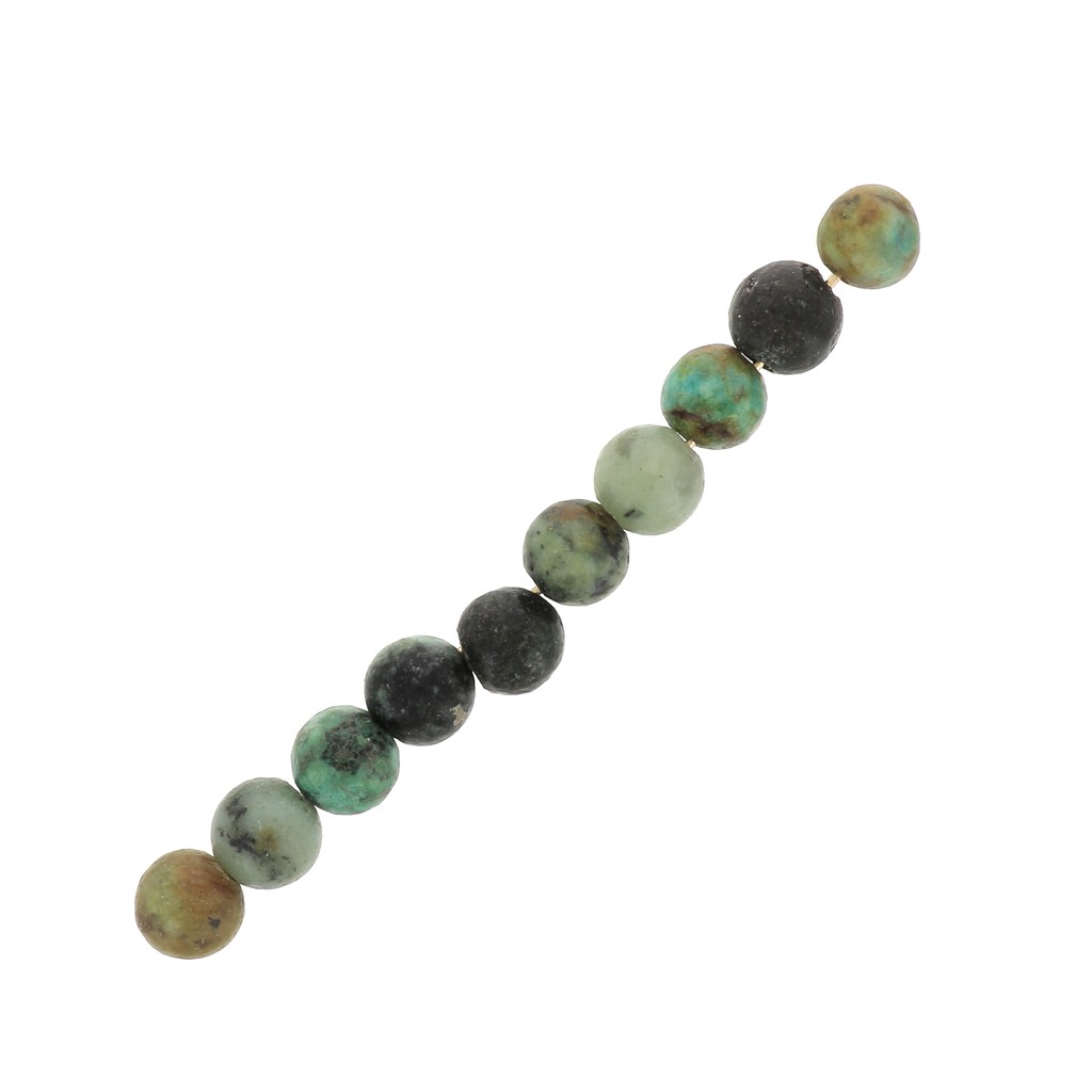 Perles Rondes Facettées En Turquoise Africaine Naturelle – 12mm – Lot (Bearbeads, Neuf)