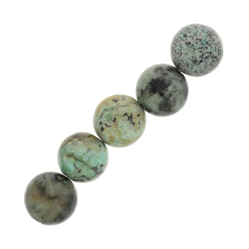 Perles rondes 8 mm pierre gemme - Turquoise Africaine - Jaspe x10
