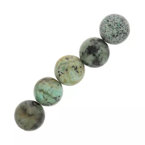 Perles rondes 8 mm pierre gemme - Turquoise Africaine - Jaspe x10