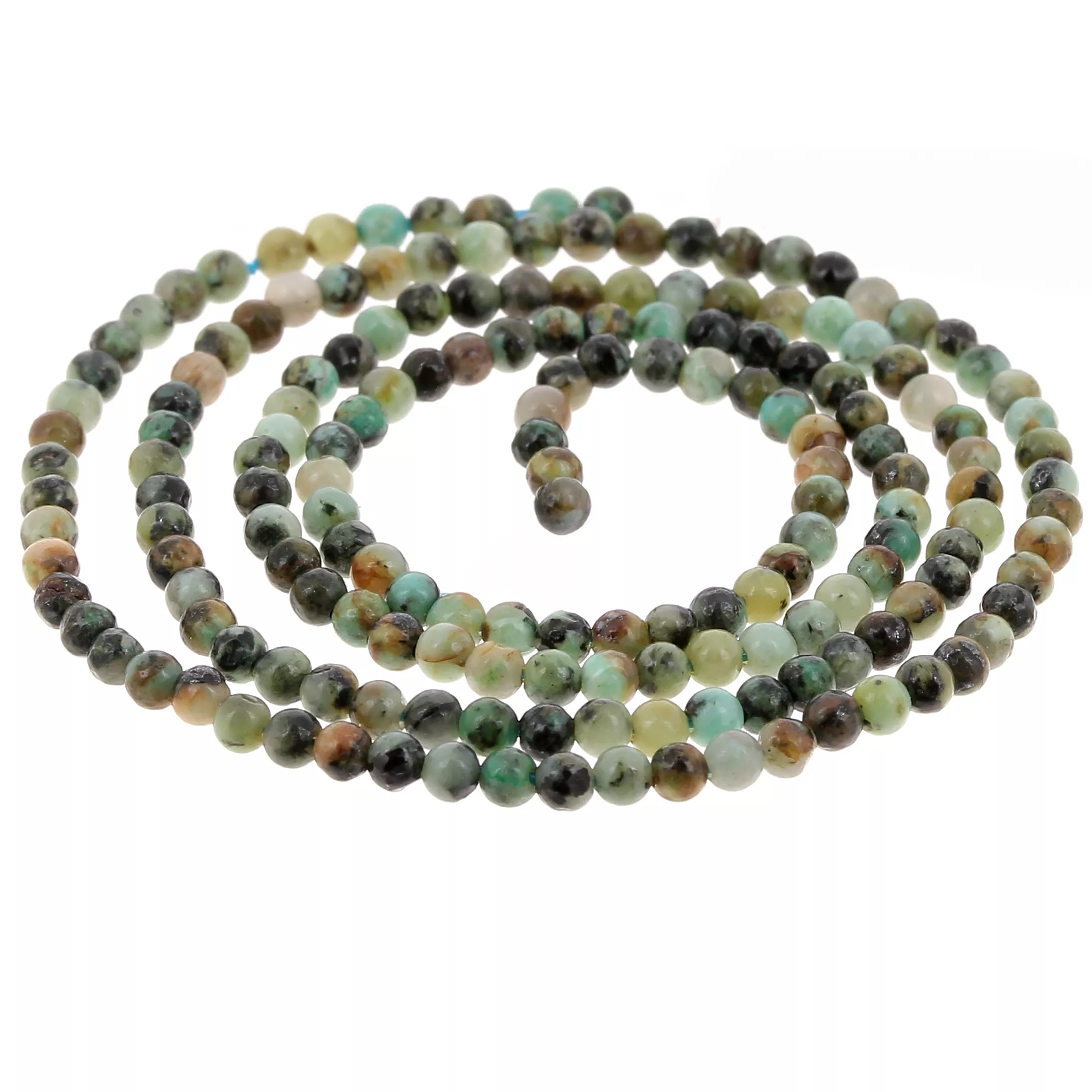 Perles rondes 2 mm pierre gemme - Turquoise Africaine - Jaspe x38cm