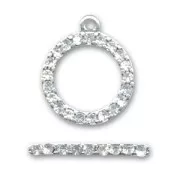 Fermoir T strassé 27 mm argenté x1