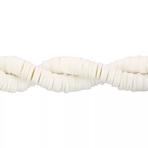 Perles Heishi rondelles en pâte polymère 6x1 mm - Ivoire x45cm