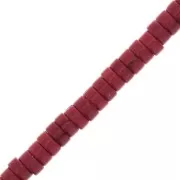 Perles rondelles heishi 4x2 mm imitation Howlite teintées - Rouge x39cm