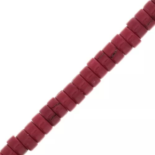 Perles rondelles heishi 4x2 mm imitation Howlite teintées - Rouge x39cm