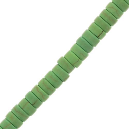 Perles rondelles heishi 4x2 mm imitation Howlite teintées - Vert x41cm