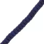 Perles rondelles heishi 4x2 mm imitation Howlite teintées - Bleu foncé x41cm