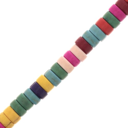 Perles rondelles heishi 4x2 mm imitation Howlite teintées - Multicolore x41cm