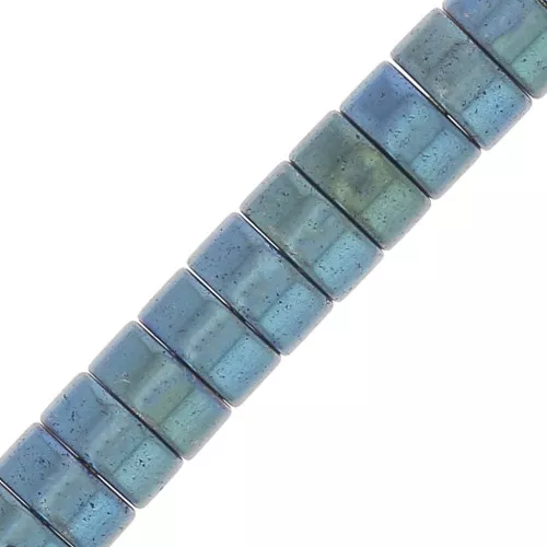 Perles rondelles Heishi imitation Hématite 4x2 mm Bleu metallic x20