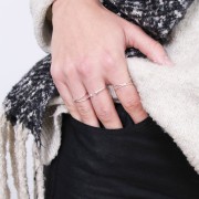 Bague fine réglable avec 2 petites boules - Argent 925 x1