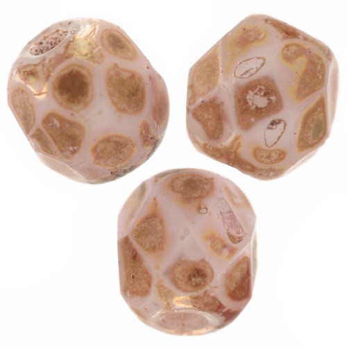 Facettes 4 mm Chalk White Brown Marble x50