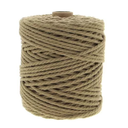 Bobine de cordon en polyester recyclé pour macramé extérieur 5 mm - Naturel x70m