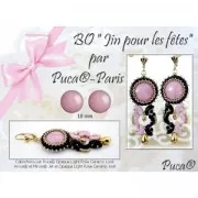 Cabochon rond en verre par Puca® 18 mm - Opaque Vert Gris Marbré Ceramic Look x1