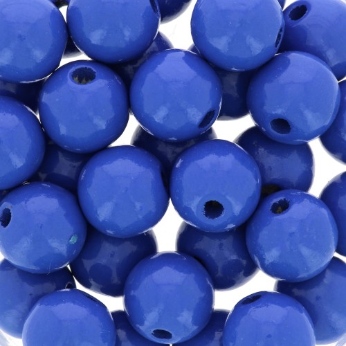 Grosses perles rondes en bois 12 mm Bleu Dur x30