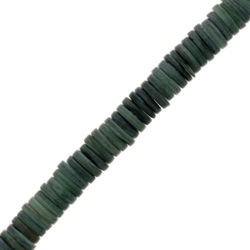 Perles rondelles Heishi nacre teintée 8 mm - Vert foncé x40cm