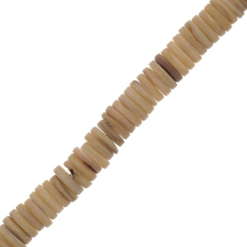 Perles rondelles Heishi nacre teintée 7 mm - Sable x40cm