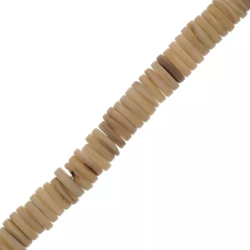 Perles rondelles Heishi nacre teintée 7 mm - Sable x40cm