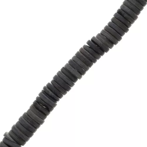 Perles rondelles Heishi nacre teintée 8 mm - Noir x40cm