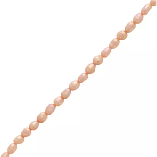 Perles d'eau douce olives irrégulières 4x3 mm - Pêche nacré x10