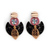 Intercalaire rond motif fleur en plexiglas 20 mm 2 trous - Marron - Multicolore x1