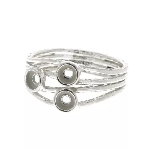 Bague 3 sertis pour cabochon 3 mm - Taille 50 - Argent 925 x1