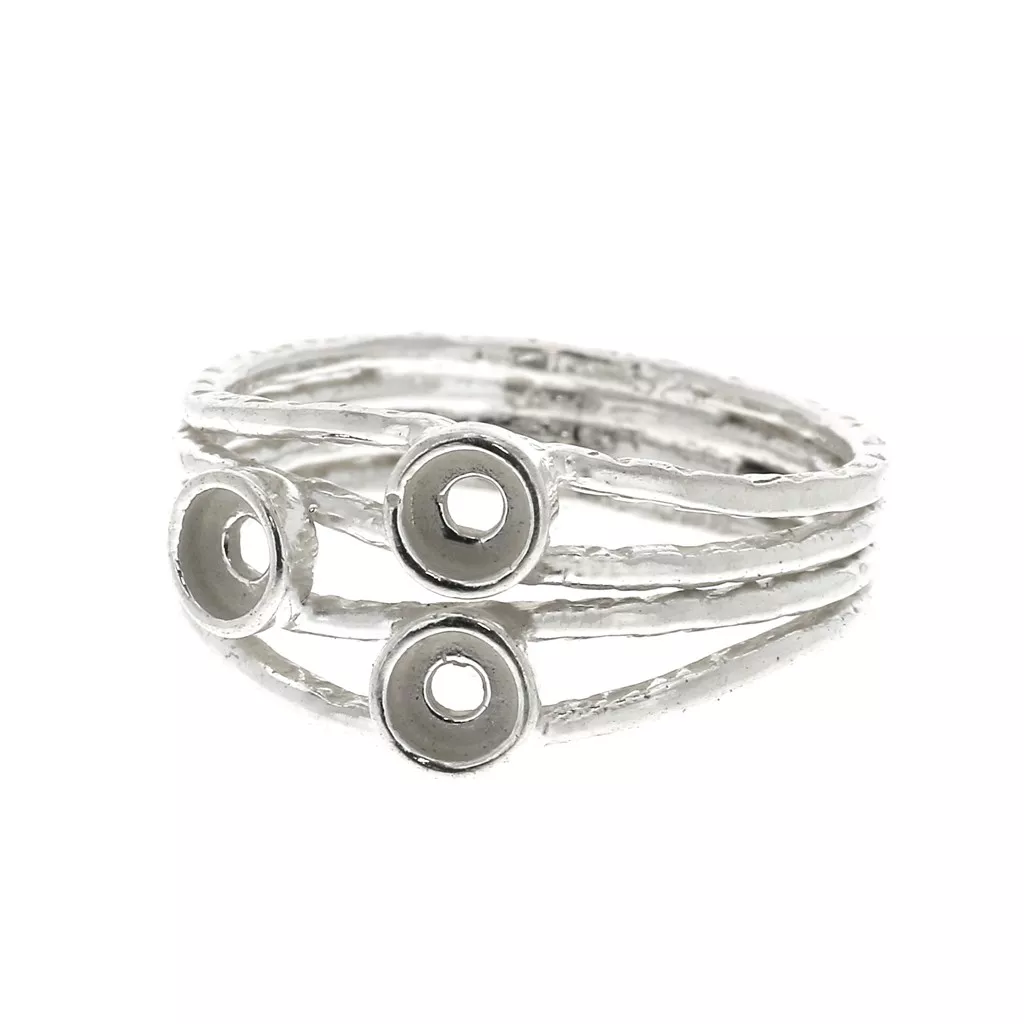 Bague Croisée Martelée En Argent Massif 925 - Taille 60 - Dolly-Bijoux - Neuf Avec étiquettes