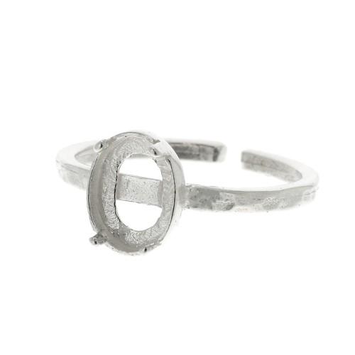 Bague réglable travaillé pour cabochon 8x6 mm - Argent 925 x1