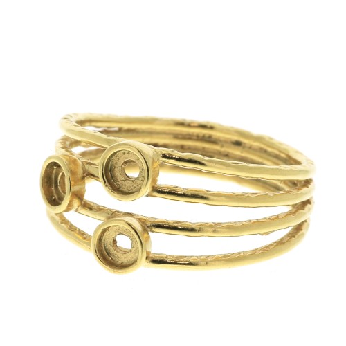 Bague 3 sertis pour cabochon 3 mm - Taille 50 - Plaqué Or 3 microns x1